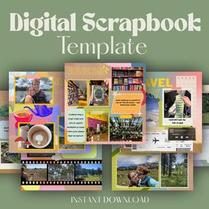 Easy Digital Scrapbook Journal Canva Template Aesthetic Digital Junk Journal Dopamine Scrapbook Aesthetic Colorful Memory Keeping