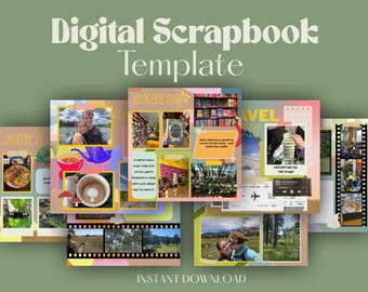 Easy Digital Scrapbook Journal Canva Template Aesthetic Digital Junk Journal Dopamine Scrapbook Aesthetic Colorful Memory Keeping