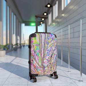 Colorful Floral Suitcase, Travel Luggage, Vacation Bag, Stylish Carry-On, Weekend Getaway Essentials