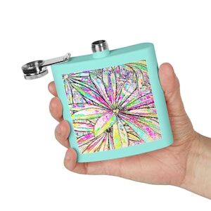 Vibrant Floral Stainless Steel Flask: 6oz Colorful Hip Flask