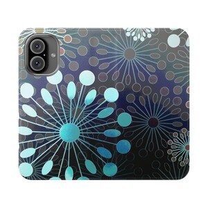 Portefeuille floral pour téléphone en similicuir : élégant étui à rabat avec fentes pour cartes