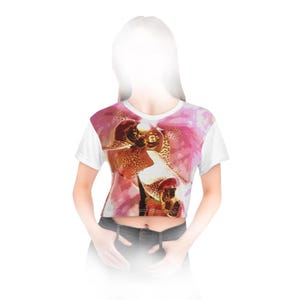 Floral Orchid Crop Tee: Trendy Summer Beach Top