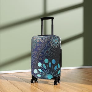 Floral Luggage Cover: Polyester Spandex Suitcase Protector
