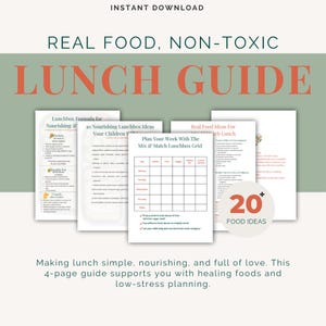 Holistic Lunchbox Planner Printable | Real Food Kids Lunch Ideas | Non-Toxic Bento Guide | Weekly Meal Grid | Instant Download