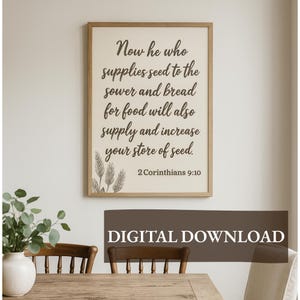 Farmhouse Scripture Print | 2 Corinthians 9:10 Bible Verse Wall Art ...