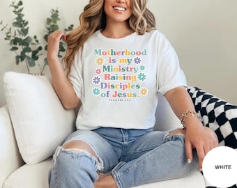 Christian Motherhood Shirt – Raising Disciples of Jesus, Proverbs 22:6 Faith Tee