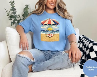 Beach Umbrella Graphic Tee: Coastal Summer Vacation Shirt – Ocean Lover Apparel