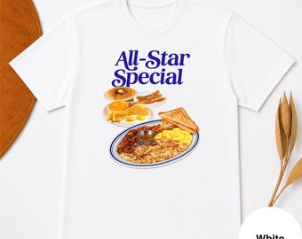 All-Star Special Diner Breakfast T-Shirt | Retro Pancakes, Bacon, Eggs Tee