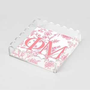 Clear Acrylic Tray with Scalloped Edges | Custom Text Serving Tray | Wedding, Housewarming & Gift Idea