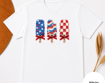 Patriotic Popsicle Shirt, Fourth of July Ice Cream Graphic Tee, USA Summer Apparel