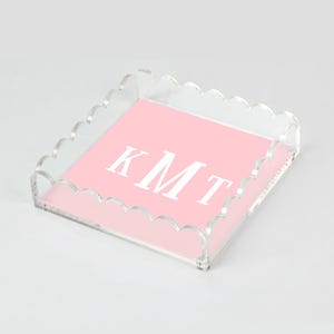 Personalized Acrylic Tray with Scalloped Edges | Custom Clear Serving Tray | Wedding or Housewarming Gift