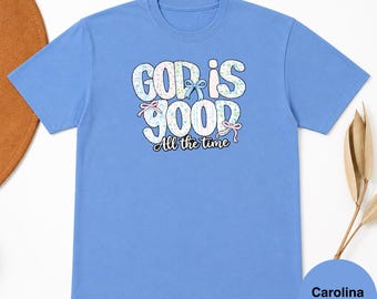 Christian Floral Patchwork Shirt, God Is Good All The Time Tee, Faith Based Graphic Apparel