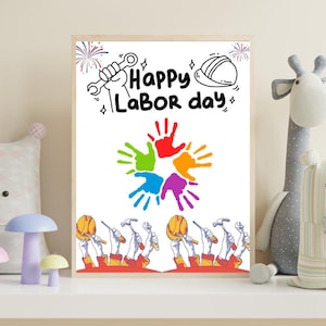 Labor Day Handprint craft, Labor Day Patriotic Activity Handprint Art for Kids Handprint Craft, Activity Labor Day Décor, Labor Day Keepsake