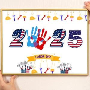 Labor Day Handabdruck Kunst: Bunt für Kinder (Printable Download)