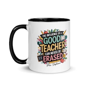 Personalized Teacher Mug: Colorful Ceramic Coffee Cup, Teacher Appreciation Gift