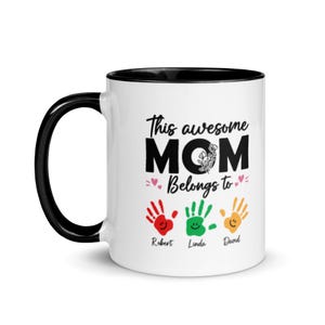 Personalized Mom Mug: Custom Kids&#39; Names, Colorful Handprints