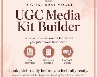 UGC Media Kit Builder Workbook, Creator Brand Pitch PDF (Digital Download)