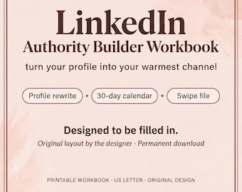 LinkedIn Authority Builder Workbook and content calendar with engagement tracker and more