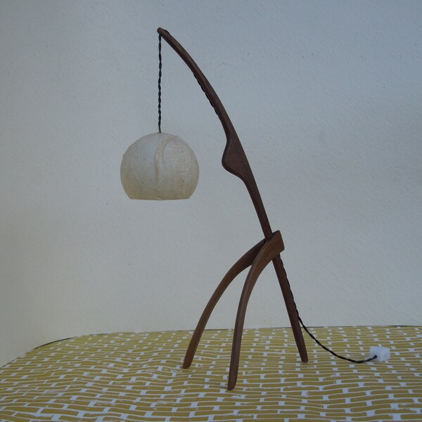 Mid Century Miniature Floor Lamp in walnut 1:12 scale