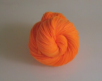 Hand-dyed NEON Orange Sock Yarn | Superwash Wool & Nylon