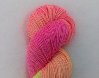 Hand-dyed NEON Glow Stick Party Sock Yarn |  Superwash Wool & Nylon