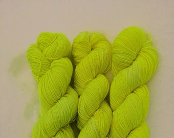 Hand-dyed NEON Yellow Sock Yarn | Superwash Wool & Nylon