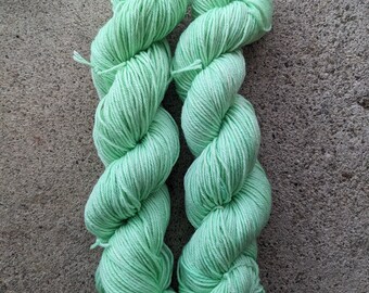 Hand-dyed Wasabi Silky DK Yarn | Superwash Merino Wool & Tussah Silk