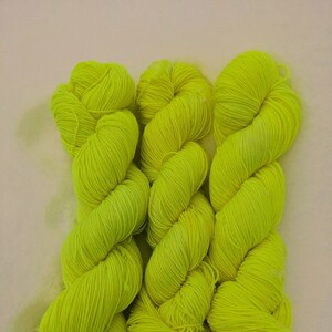 Hand-dyed NEON Yellow Sock Yarn Superwash Wool & Nylon image 1