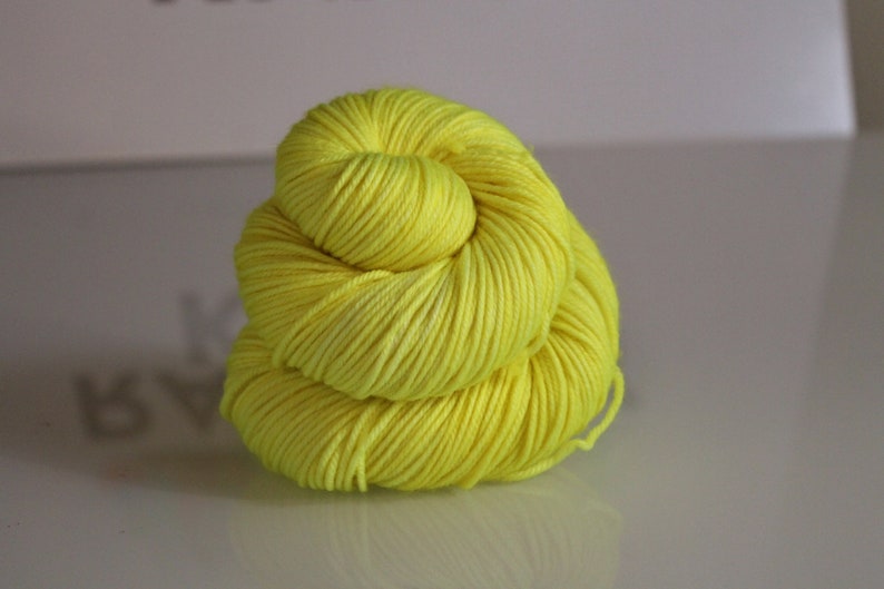 Hand-dyed NEON Yellow Sock Yarn Superwash Wool & Nylon image 5