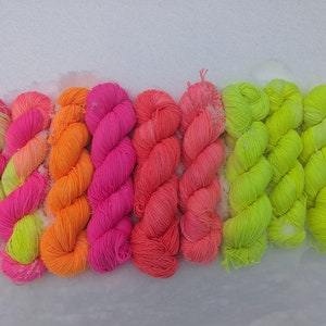 Hand-dyed NEON Yellow Sock Yarn Superwash Wool & Nylon image 6