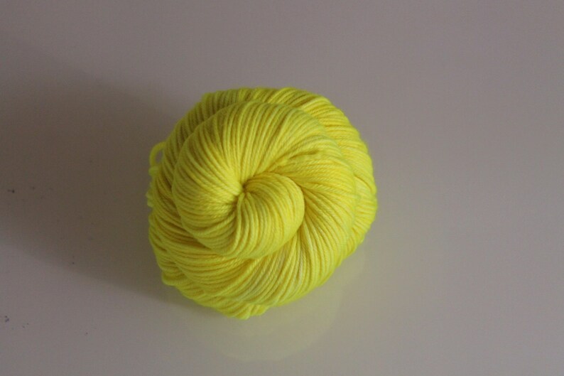 Hand-dyed NEON Yellow Sock Yarn Superwash Wool & Nylon image 4