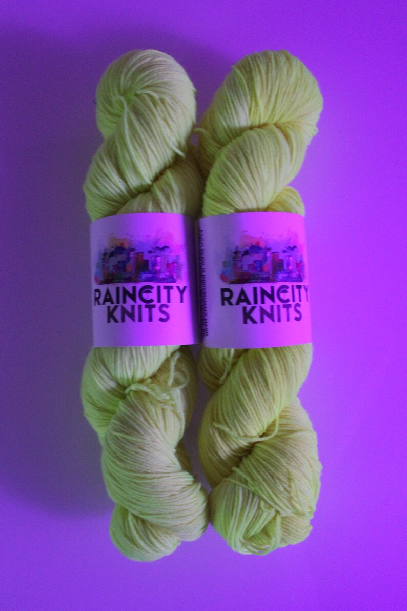 Hand-dyed NEON Yellow Sock Yarn Superwash Wool & Nylon image 3