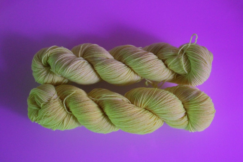 Hand-dyed NEON Yellow Sock Yarn Superwash Wool & Nylon image 2