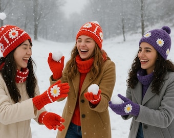 Handmade Knit Winter Set: Beanie and Gloves - Cozy Fashion