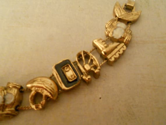 Vintage Roller Skating Blading Slide Charm Bracel… - image 2