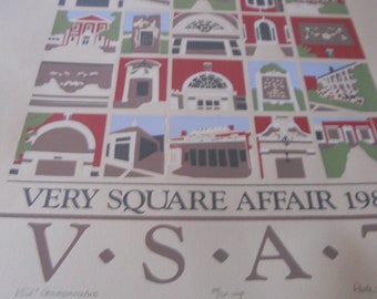 Shaker Square Cleveland, Ohio ~ Very Square Affair 1983 ~ Original Signed Lithograph Print by Artist Paula L. Grooms