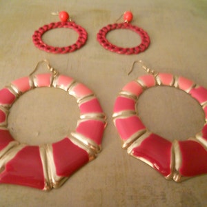 Pinks and Pinks and Pinks Two Pairs of Great Retro Groovy Earrings...Let the Sun Shine image 2