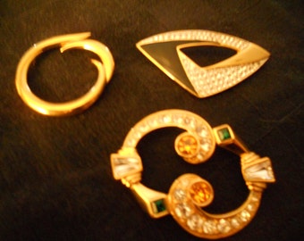 Monet Pin Brooches - Set of 3 Beautiful and Classic and Shiny Pins