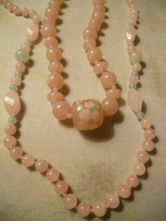 Springtime Pink and Green Pastel Necklaces - Pair… - image 2
