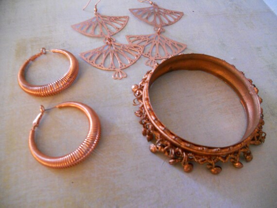 Copper Earrings Pairs and Bracelet - Perfect for … - image 2