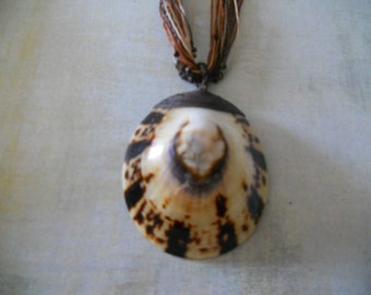 Limpet Shell Woven Necklace with Waxed Cords of Many Colors ~ Great Beach Summer and Autumn Necklace