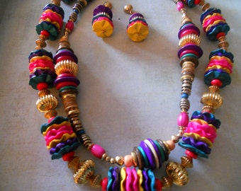 Tropical Festive Summer Beads Necklaces and Earrings ~ Great for Parties Fiestas Summer Parties