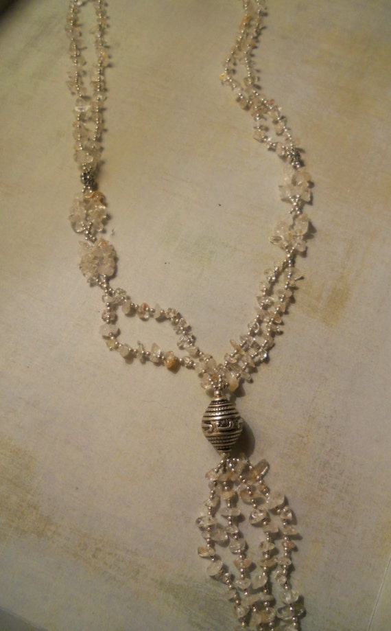 Glass and Sterling Y Beaded Necklace - 2 Strand Be