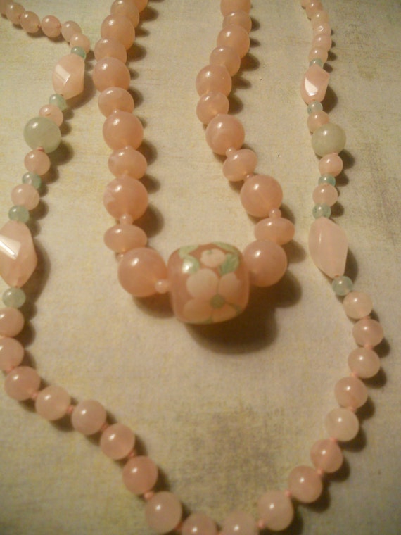 Springtime Pink and Green Pastel Necklaces - Pair… - image 1