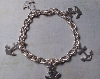 Anker Bettelarmband ~ Schöne versilberte Anker auf Qualitätskette ~ Klassische Subtile Schönheit