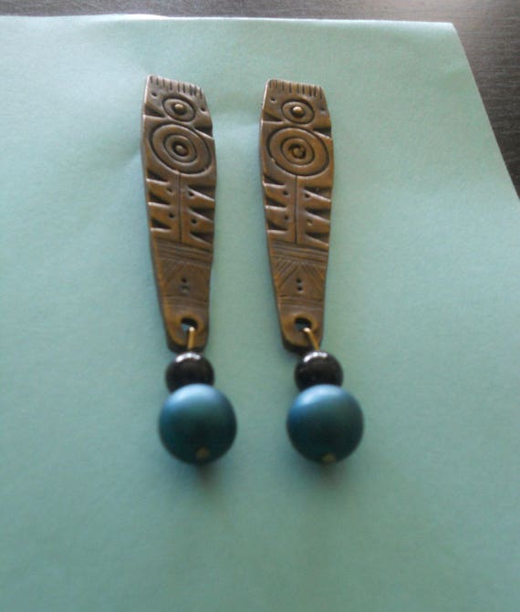 Tribal Antique Brass Earrings - Beautiful Mystical