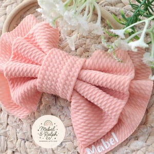 Personalized Baby Bow Headband – Handmade Ribbed Fabric, Newborn Gift