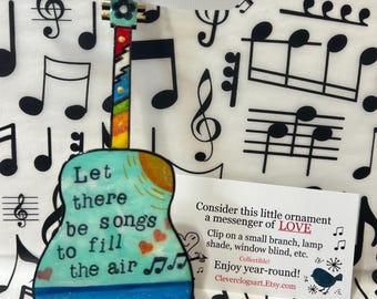 Ripple, Grateful Dead, Guitar Ornament, Dead & Company, Jerry Garcia, Phil Lesh, Deadheads, small gift, music room, hippie, song art, groovy