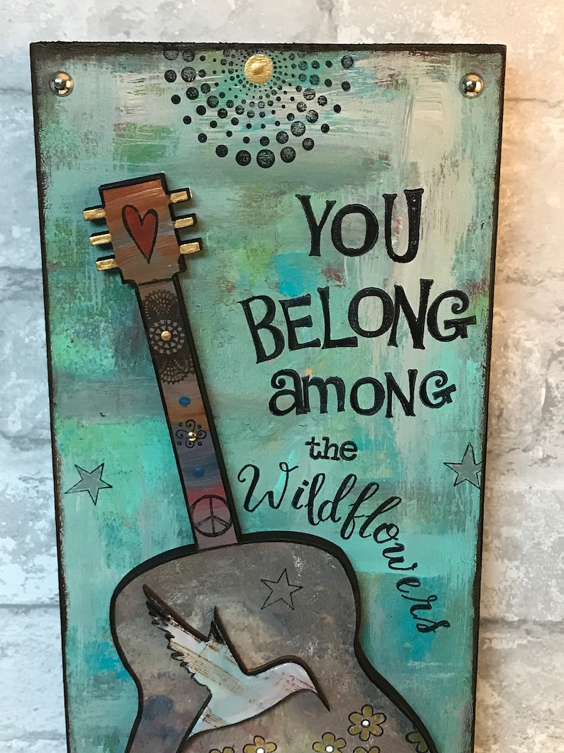 Among the Wildflowers Guitar Art Tom Petty You Belong Etsy