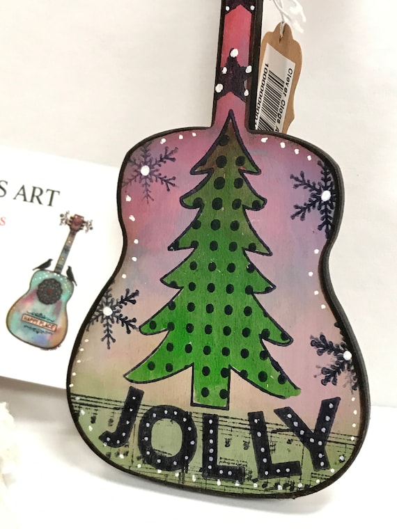 Guitar Ornament Christmas Tree Jolly Wood Hand Painted Etsy image 0 - Guitar Ornament Christmas Tree Jolly Wood Hand Painted Etsy